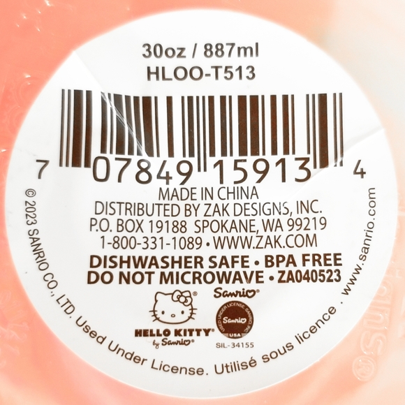 Hello Kitty My Melody Zak! Salmon Pink Reusable Water Bottle Sanrio 30oz - Picture 5 of 5